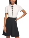 KARL LAGERFELD WOMENS PUFF SLEEVE MINI FIT & FLARE DRESS