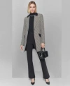 Karl Lagerfeld Womens Pull On Ponte Knit Pants Embellished Sleeveless Top Checkered One Button Blazer In Black