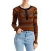 Karl Lagerfeld Womens Ribbed Button Up Crewneck Sweater In Multi