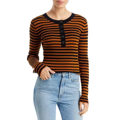 Karl Lagerfeld Womens Ribbed Button Up Crewneck Sweater In Multi
