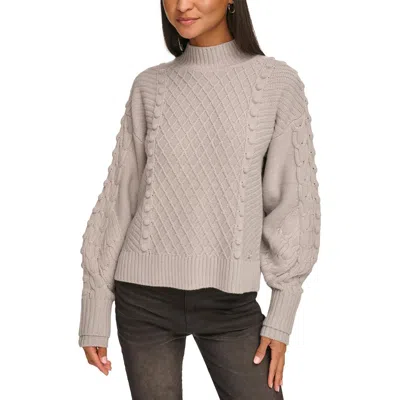 Karl Lagerfeld Womens Ribbed Trim Comfy Crewneck Sweater In Grey