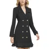 Karl Lagerfeld Women's Button-front Ruffled-hem Blazer Dress In Black