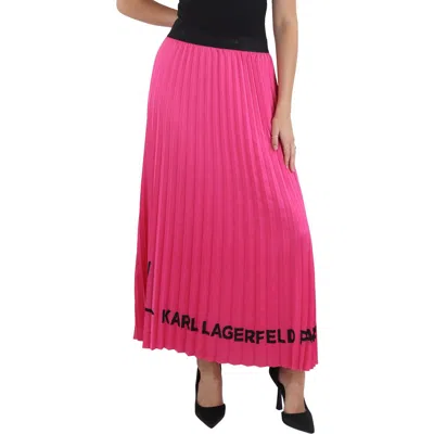 Karl Lagerfeld Womens Shutter Pleat Polyester Midi Skirt In Pink