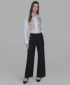 Karl Lagerfeld Womens Side Button Wide Leg Ponte Pants P Xs Xl In Black