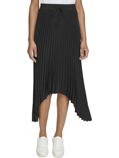 Karl Lagerfeld Womens Silk Pleated Skirt In Black