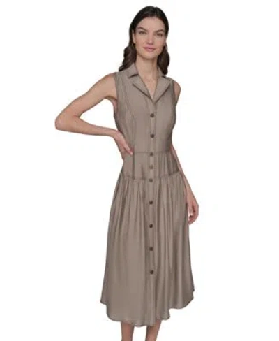 Karl Lagerfeld Womens Sleeveless Tiered Dress Xs P Xl In Brown