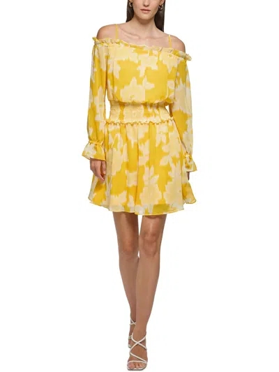 Karl Lagerfeld Womens Stretch Polyester Mini Dress In Yellow