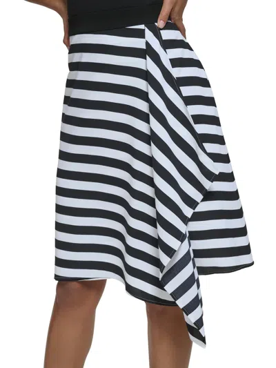 Karl Lagerfeld Womens Striped Polyester Asymmetrical Skirt In Multi