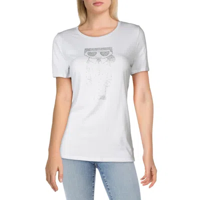 Karl Lagerfeld Womens Studded Logo Pullover Top