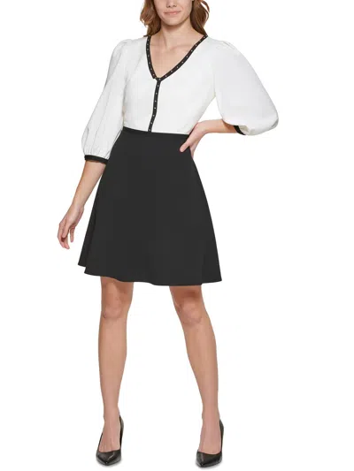 Karl Lagerfeld Womens Studded Mini Wear To Work Dress In White
