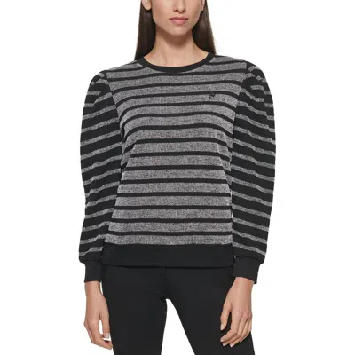 Karl Lagerfeld Womens Textured Striped Pullover Top In Multi