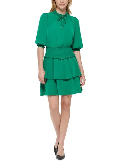 Karl Lagerfeld Womens Tiered Polyester Mini Dress In Green