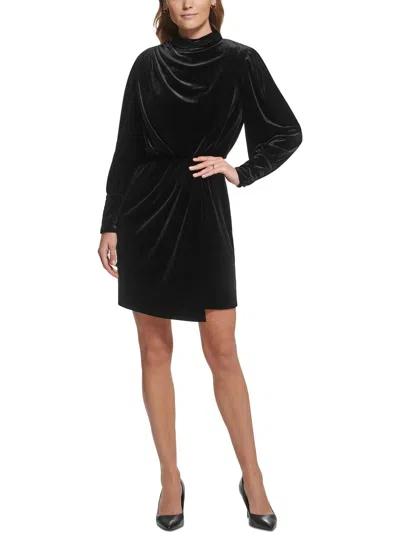Karl Lagerfeld Womens Velvet Pleated Mini Dress In Black