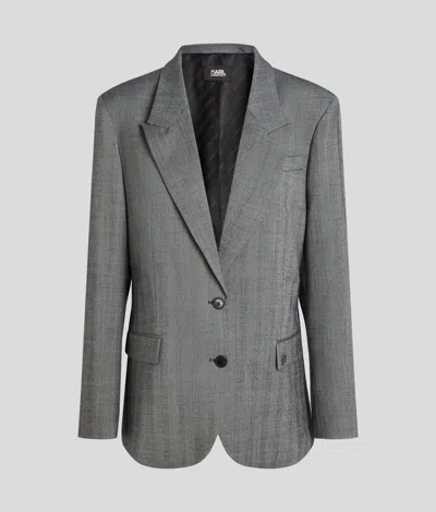 Karl Lagerfeld Wool-blend Blazer In Gray
