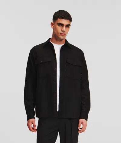 Karl Lagerfeld Wool-blend Overshirt In Black