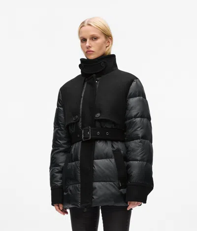Karl Lagerfeld Wool-blend Puffer Jacket In Black