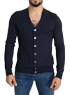 Karl Lagerfeld Wool Blue Full Button Cardigan Mens Top Sweater In Blue