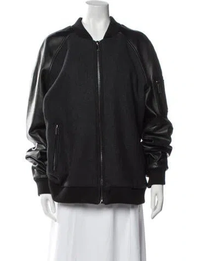 Pre-owned Karl Lagerfeld Wool Bomber Jacket In Black