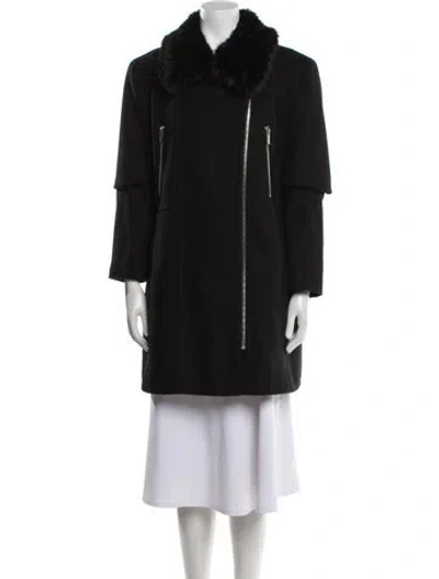 Pre-owned Karl Lagerfeld Wool Faux Fur Coat In Black