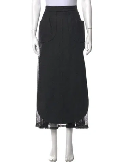 Pre-owned Karl Lagerfeld Wool Long Skirt In Grey