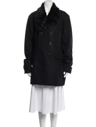 Pre-owned Karl Lagerfeld Wool Peacoat W/ Tags In Black