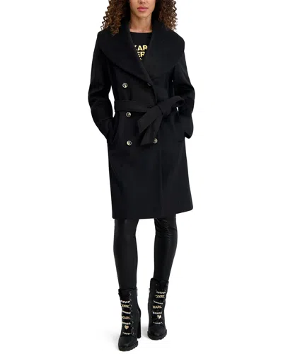 Karl Lagerfeld Wool-blend Coat In Black