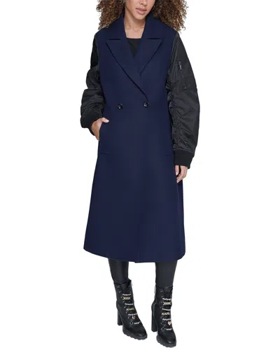 Karl Lagerfeld Wool-blend Coat In Blue