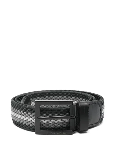 Karl Lagerfeld Woven Buckle Belt In Black