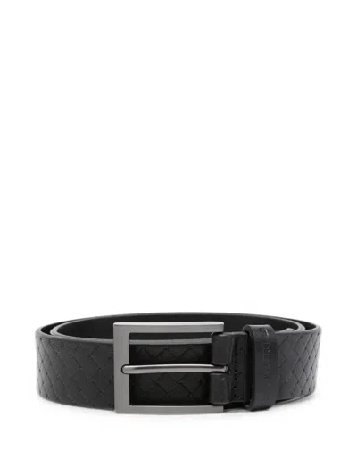 Karl Lagerfeld Woven-effect Buckle Belt In Black