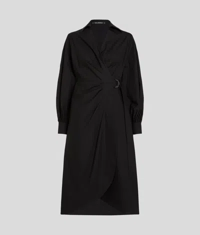 Karl Lagerfeld Wrap Shirt Dress In Black