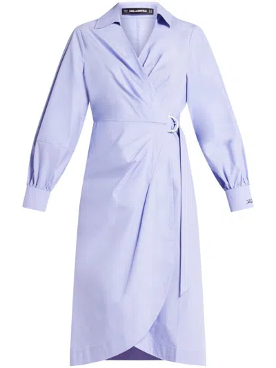 Karl Lagerfeld Wrap Shirt Dress In Purple