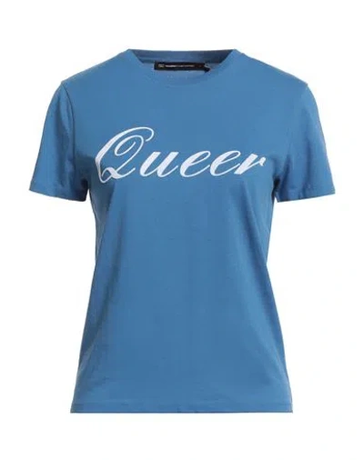 Karl Lagerfeld X Alled Martinez Woman T-shirt Light Blue Size S Organic Cotton