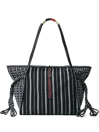 Karl Lagerfeld X Amber Valletta Striped Tote Bag In Schwarz