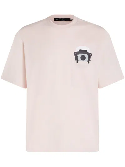 Karl Lagerfeld X Dd Graphic-print Organic Cotton T-shirt In Pink