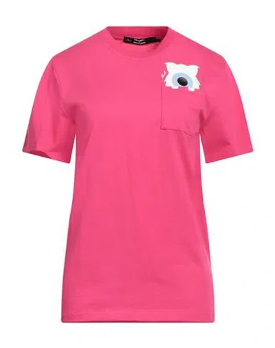 Karl Lagerfeld X Darcel Disappoints Woman T-shirt Fuchsia Size M Organic Cotton In Pink