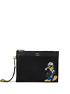 Karl Lagerfeld X Disney Cartoon-patch Clutch In Black