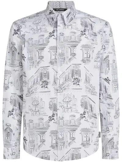 Karl Lagerfeld X Jorge Parra Hemd Mit Durchgehendem Print In White