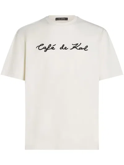 Karl Lagerfeld X Jorge Parra Embroidered Logo T-shirt In Neutrals