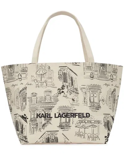 Karl Lagerfeld X Jorge Parra Printed Tote Bag In Neutrals
