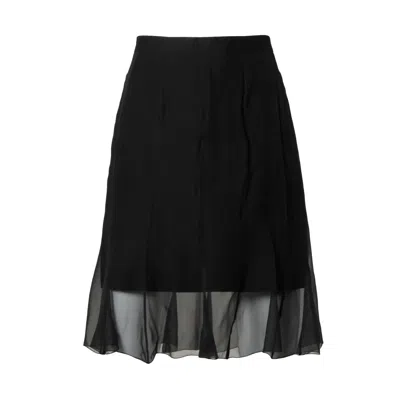 Pre-owned Karl Lagerfeld Y2k  Vintage Black Skirt With Sheer Mesh Overlay