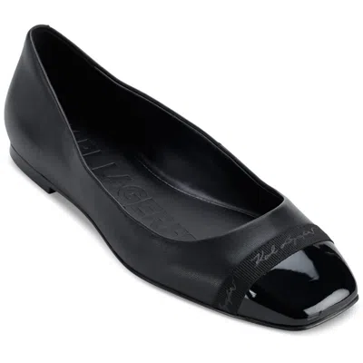 Karl Lagerfeld Zayne Womens Padded Insole Leather Ballet Flats In Black