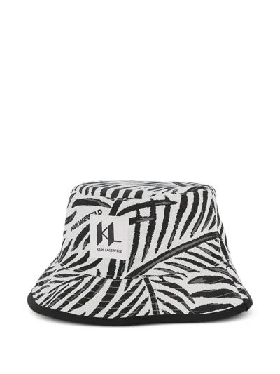 Karl Lagerfeld Kids' Zebra Logo Bucket Hat In Multi