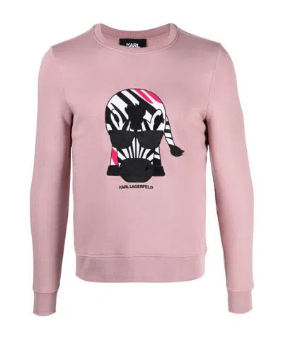 Karl Lagerfeld Zebra Logo Sweater In Pink