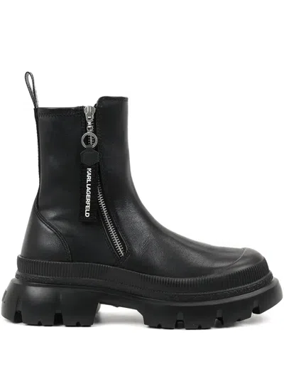 Karl Lagerfeld Zip-detail Chunky Sole Boots In Black
