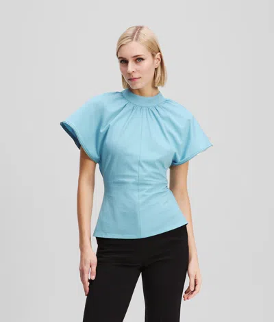 Karl Lagerfeld Zip-detail T-shirt In Blue