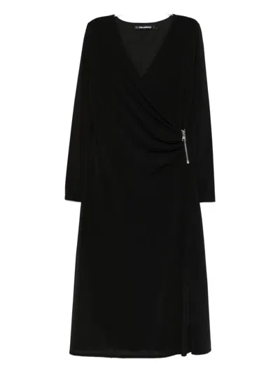 Karl Lagerfeld Zip Dress In Black