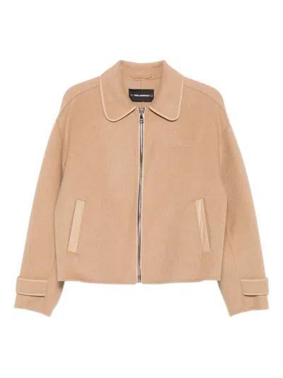 Karl Lagerfeld Zip-front Jacket In Neutral