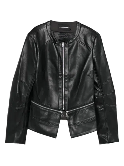 Karl Lagerfeld Zip-front Panelled Jacket In Black