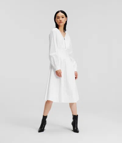 Karl Lagerfeld Zip-front Shirt Dress In White