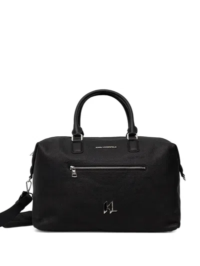 Karl Lagerfeld Zip Logo Holdall In Black